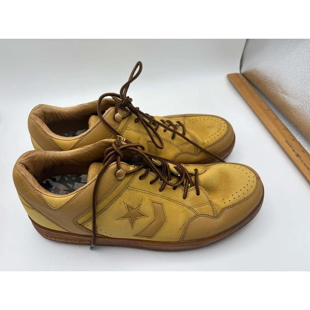 Converse Weapon Vintage Mens CCDC 9 Yellow Leather Star Player Ev Sneakers - Picture 2 of 12